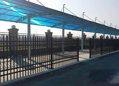 徐州医院防雨棚围墙护栏安装效果